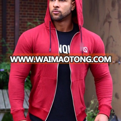 Casual bodybuilding long sleeve full zip workout gym hoodies